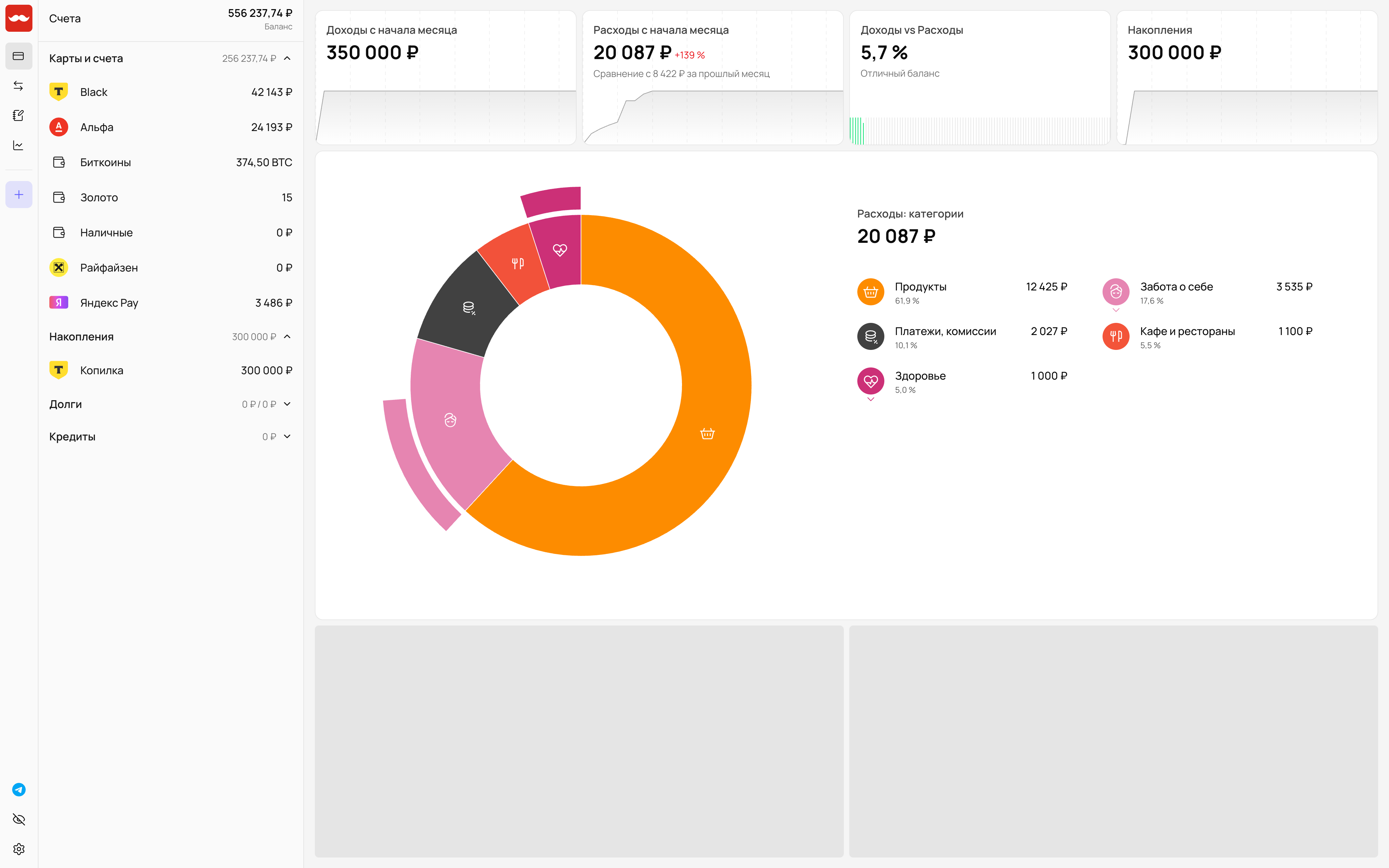 Скриншот веб-версии Дзен-мани Budgera